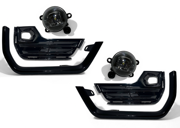 2022 2023 2024 GMC Terrain SLT Left Right Front Bumper Fog Light Lamp With Cover &amp; Molding Trim Gloss Black Driver & Passenger Set