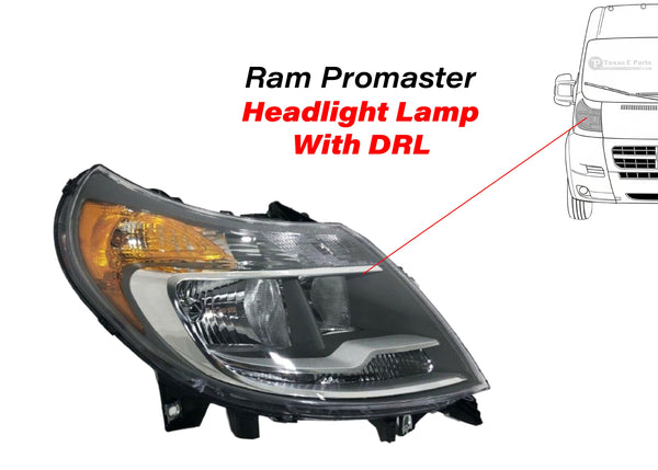 2014 2015 2016 2017 2018 2019 2020 2021 2022 Ram Promaster 1500 2500 3500 Front Headlight With DRL Right Passenger Side