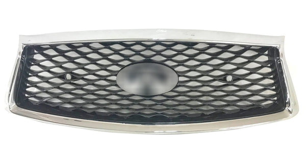 2018 2019 2020 2021 2022 2023 2024 Infiniti Q50 Q50s Front Bumper Upper Grille With Camera Option &amp; Sensor Holes Chrome