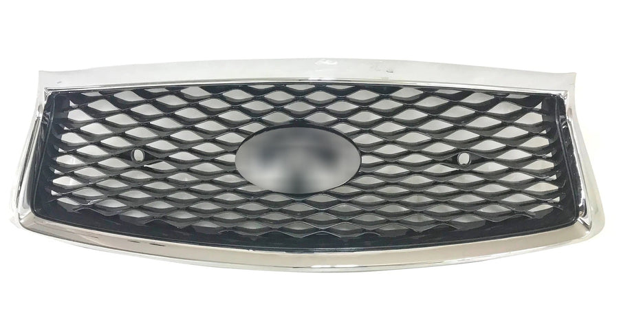 2018 2019 2020 2021 2022 2023 2024 Infiniti Q50 Q50s Front Bumper Upper Grille With Camera Option &amp; Sensor Holes Chrome