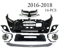 2016 2017 2018 Mitsubishi Outlander Front Bumper Cover Center Panel Upper Grille Chrome Molding Fog Lights With Covers & Lower Valance 14-PCS - Bumper & Body Parts