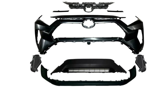 2019-2024 Toyota Rav4 Front Bumper Cover With Lower Grille Insert Trim Fog Light Cover Upper Grille Inner Bracket & Lower Valance Cover