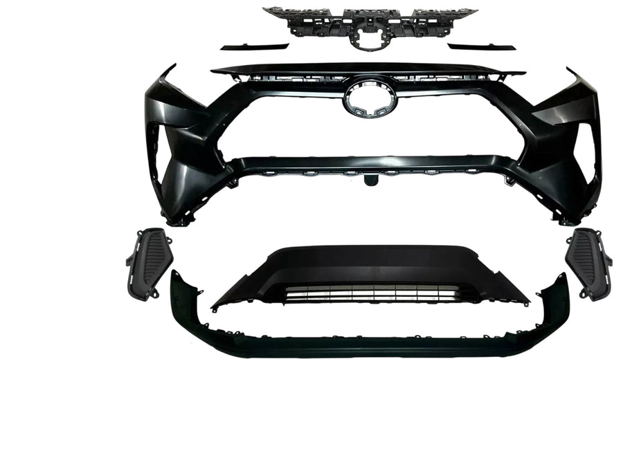 2019-2024 Toyota Rav4 Front Bumper Cover With Lower Grille Insert Trim Fog Light Cover Upper Grille Inner Bracket & Lower Valance Cover