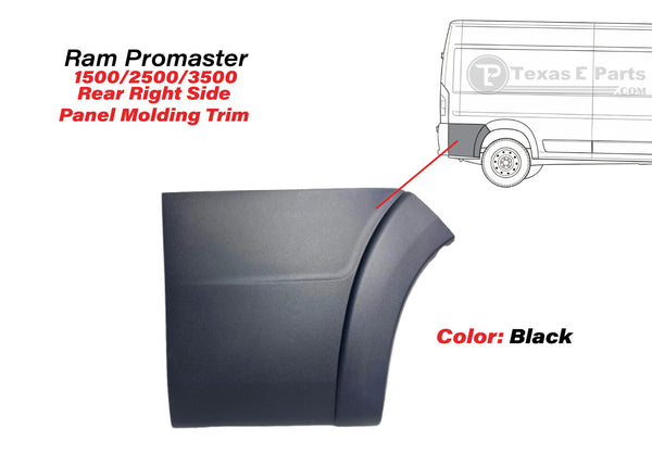 2019 2020 2021 2022 2023 2024 2025 Ram Promaster 1500 2500 3500 Rear Right Passenger Side Panel Molding Trim Black