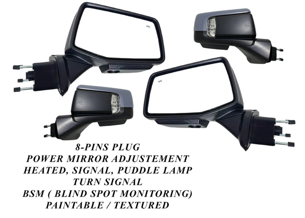 2019-2026 Chevrolet Silverado Front Door Power Side Rear View Mirror Heated Turn Signal Puddle Lamp Power Mirror Adjustment With BSM ( Blind Spot