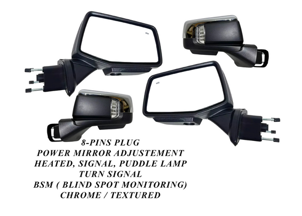 2019-2026 Chevrolet Silverado Front Door Power Side Rear View Mirror Heated Turn Signal Puddle Lamp Power Mirror Adjustment With BSM ( Blind Spot
