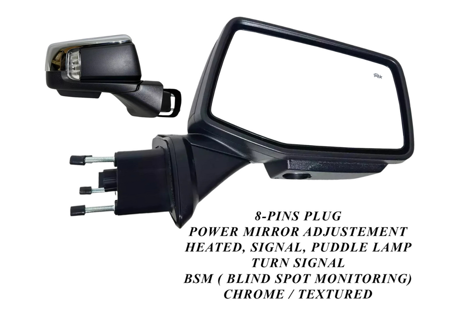 2019-2026 Chevrolet Silverado Right Passenger Front Door Power Side Rear View Mirror Heated Turn Signal Puddle Lamp Power Mirror Adjustment With BSM