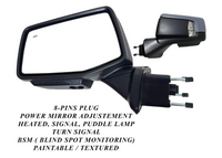 2019-2026 Chevrolet Silverado Left Driver Front Door Power Side Rear View Mirror Heated Turn Signal Puddle Lamp Power Mirror Adjustment With BSM (