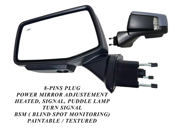 2019-2026 Chevrolet Silverado Left Driver Front Door Power Side Rear View Mirror Heated Turn Signal Puddle Lamp Power Mirror Adjustment With BSM (