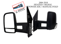 2006-2018 Dodge Mercedes-Benz Freightliner Sprinter 2500 3500 Van Left Front Door Side Rear View Mirror Heated Signal Power Adjustment Manual Fold Long Arm Driver - Bumper & Body Parts