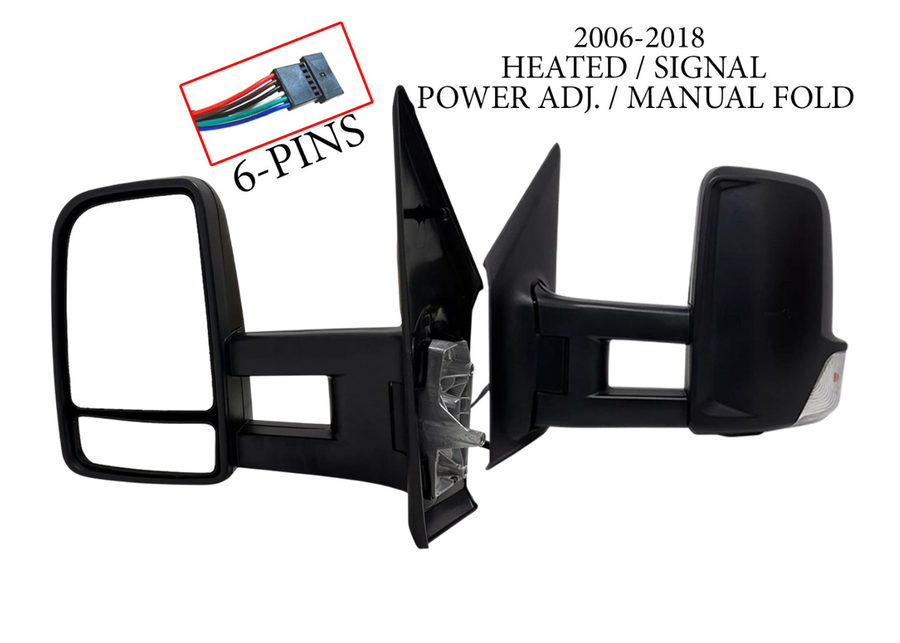 2006-2018 Dodge Mercedes-Benz Freightliner Sprinter 2500 3500 Van Left Front Door Side Rear View Mirror Heated Signal Power Adjustment Manual Fold