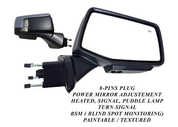 2019-2026 Chevrolet Silverado Right Passenger Front Door Power Side Rear View Mirror Heated Turn Signal Puddle Lamp Power Mirror Adjustment With BSM