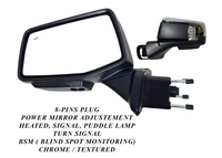 2019-2026 Chevrolet Silverado Left Driver Front Door Power Side Rear View Mirror Heated Turn Signal Puddle Lamp Power Mirror Adjustment With BSM (