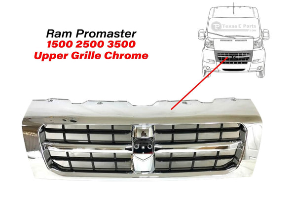 2014 2015 2016 2017 2018 Ram ProMaster 1500 2500 3500 Grille Front Bumper Upper Grille Chrome