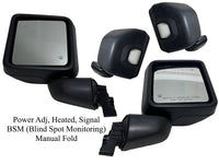 2018-2025 Jeep Wrangler & Gladiator Left Driver Right Passenger Front Door Power Side Rear View Mirror Heated Turn Signal With BSM (Blind Spot