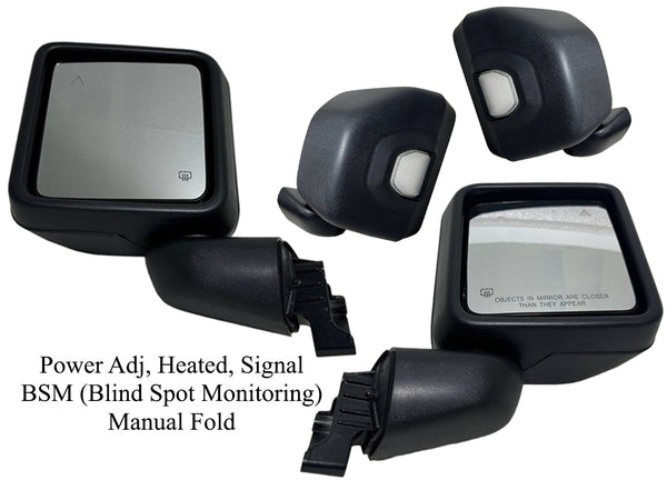 2018-2025 Jeep Wrangler & Gladiator Left Driver Right Passenger Front Door Power Side Rear View Mirror Heated Turn Signal With BSM (Blind Spot