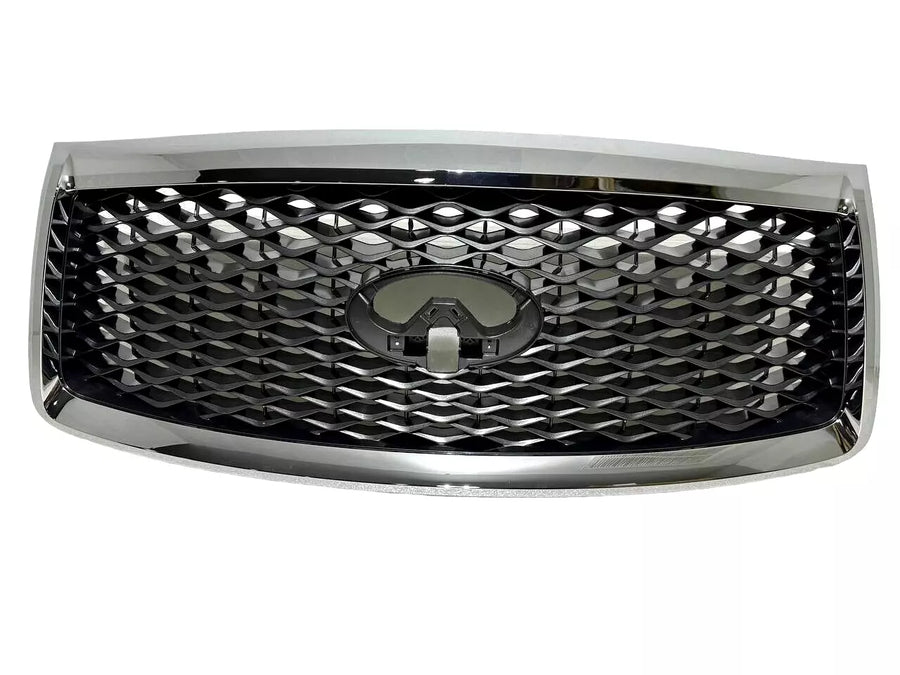 2018 2019 2020 2021 Infiniti QX80 Front Bumper Upper Grille With Camera Option Chrome